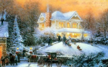 Noël victorien II Thomas Kinkade Peinture à l'huile